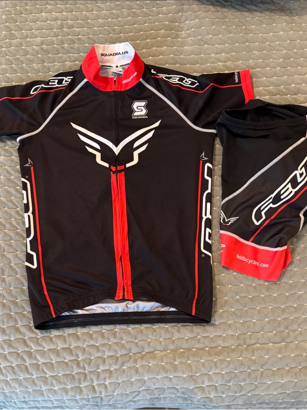 Felt Bicycles SQUADRA Plus Black & Red Cycling Jersey and Shorts Set